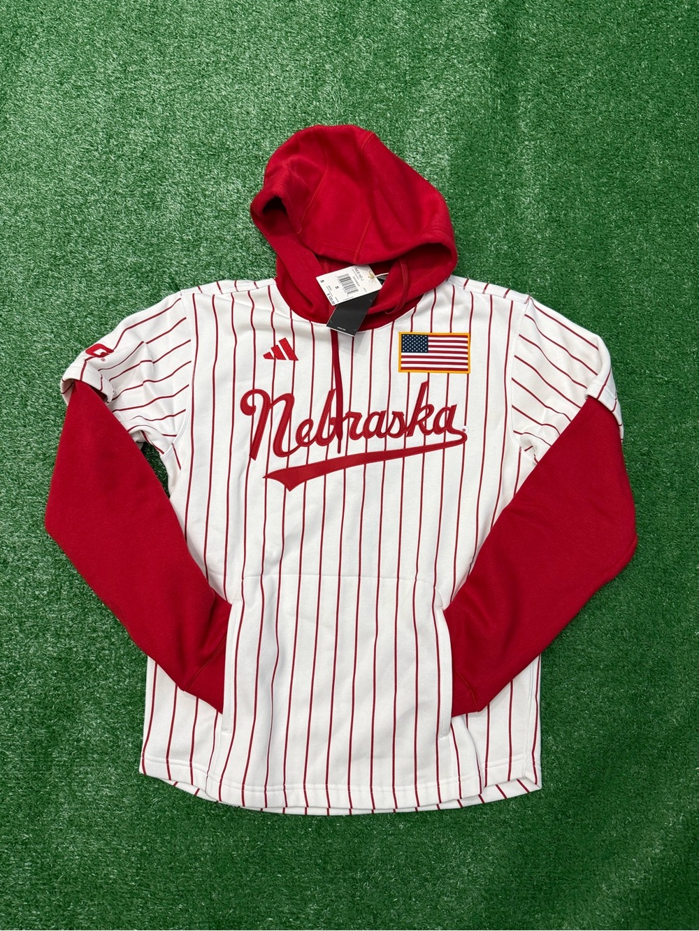 adidas Nebraska Cornhuskers Jersey Stripe Hoodie – Size Small – NWT